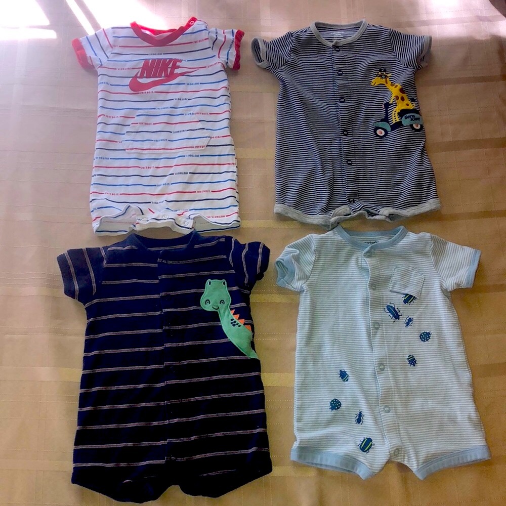 4 baby boy summer rompers 6 months Carters & Nike